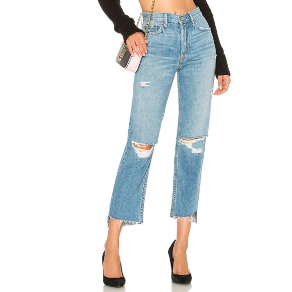 GRLFRND High-Rise Straight Crop Jean Last Song Size 27